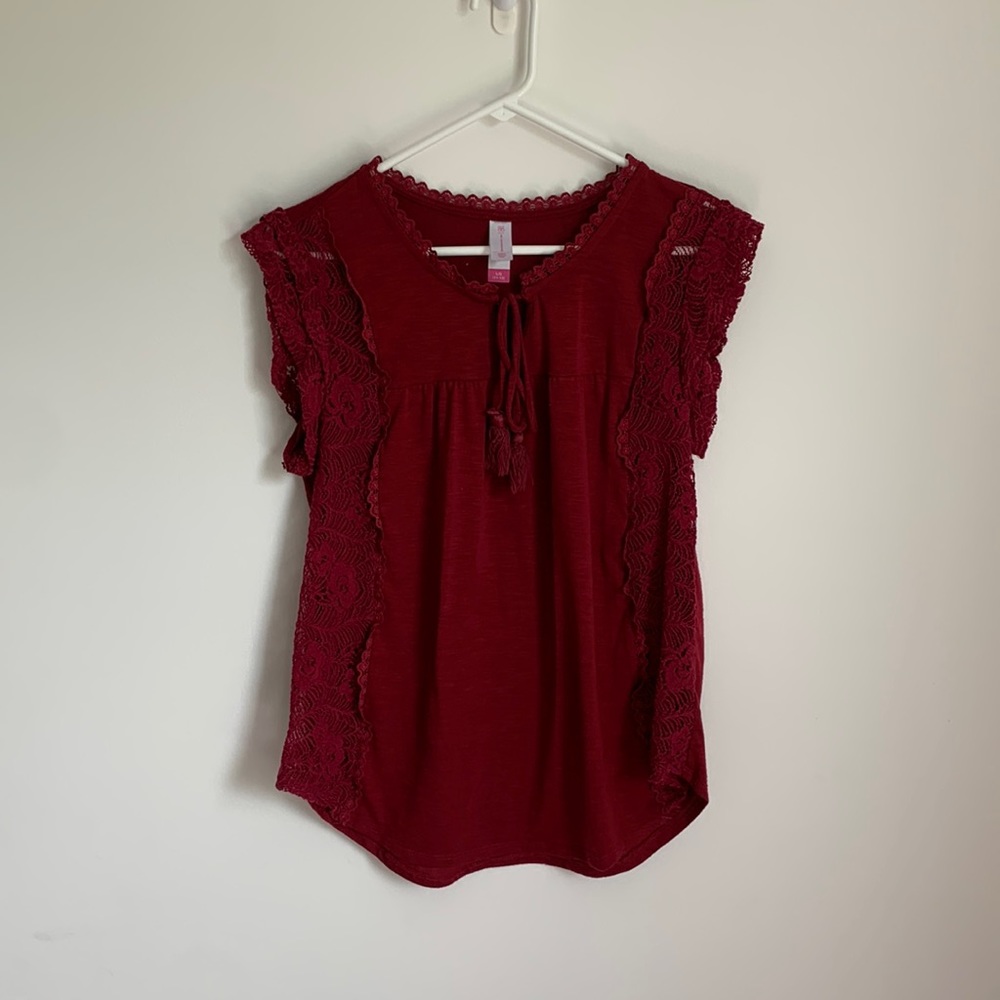 Maroon blouse with lace